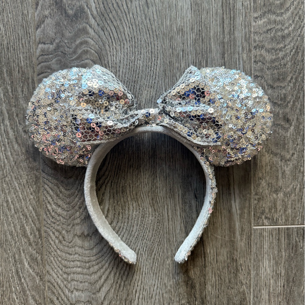 Disney Silver Sequin Mouse Ear Headband